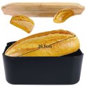 Chlebak na Pieczywo Chleb z Deską Bambusową Czarny VILDE 33 x 18,5 x 12 cm