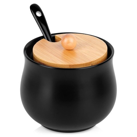 Cukierniczka Ceramiczna VILDE 250 ml Czarna z Pokrywką i Łyżeczką