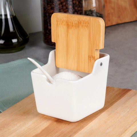 Cukierniczka Cukiernica Ceramiczna Biała z Uchylną Pokrywką VILDE 250 ml