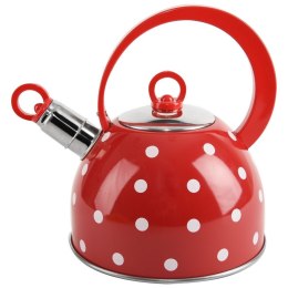 Czajnik z Gwizdkiem Stalowy Czerwony w Grochy Indukcja Gaz ORION 1,5 L