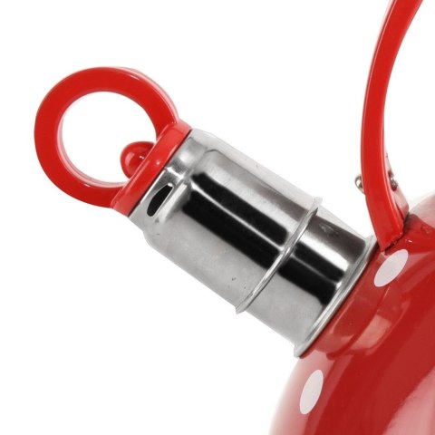 Czajnik z Gwizdkiem Stalowy Czerwony w Grochy Indukcja Gaz ORION 1,5 L