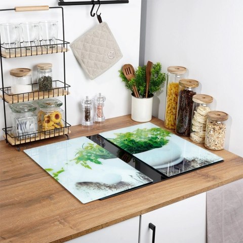 Deski Szklane VILDE 2 szt. 60 x 52 cm Osłona Kuchenki Hartowane z Ziołami