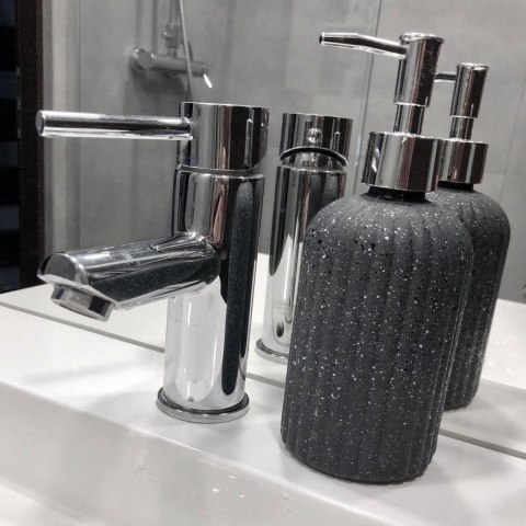 Dozownik do Mydła ORION 450 ml Szklany Szary Imitacja Marmuru z Pompką