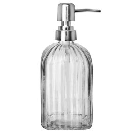 Dozownik do Mydła ORION 550 ml Szklany Przezroczysty Ryflowany z Pompką