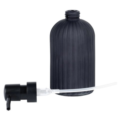 Dozownik do Mydła VILDE 400 ml Szklany Czarny Mat Ryflowany z Blokadą