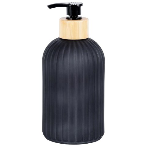 Dozownik do Mydła VILDE 400 ml Szklany Czarny Mat z Bambusem z Blokadą