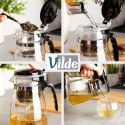 Dzbanek Szklany Zaparzacz VILDE 600 ml System Spustowy Borokrzemowe