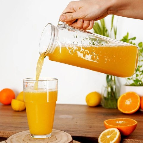 Dzbanek Szklany z Pokrywką ORION 1,2 L Ryflowany do Lodówki z Pokrywką