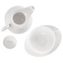 Dzbanek z Filiżanką do Herbaty Ziół Naparów Porcelanowy Biały ORION 3 el.
