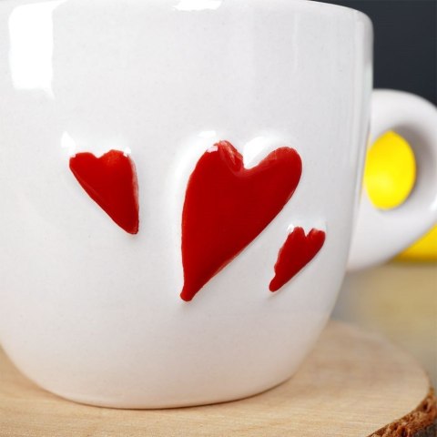 Filiżanka do Espresso 80 ml ORION Serce Ceramiczna Biała z Serduszkami