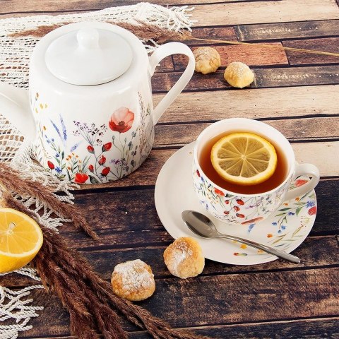 Filiżanka ze Spodkiem do Kawy ORION MAKI 260 ml Porcelana do Zmywarki