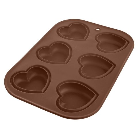 Forma do Muffinek Silikonowa Pomarańczowa Serce Solidna ORION 30 x 20,5 cm