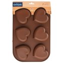 Forma do Muffinek Silikonowa Pomarańczowa Serce Solidna ORION 30 x 20,5 cm