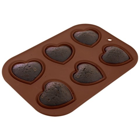 Forma do Muffinek Silikonowa Pomarańczowa Serce Solidna ORION 30 x 20,5 cm