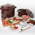 Garnek Emaliowany 15 L ORION BROWN Brązowy Retro 36 cm Indukcja