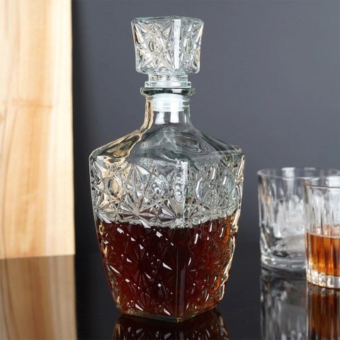 Karafka do Whisky EXCELLENT Szklana 830 ml Zdobiona Korek Prezent