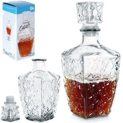 Karafka do Whisky EXCELLENT Szklana 830 ml Zdobiona Korek Prezent