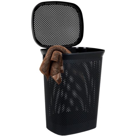 Kosz na Pranie Ubrania Łazienkowy Plastikowy Czarny BATHROOM SOLUTIONS 60 L