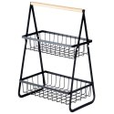 Koszyk na Owoce Warzywa 2-Poziomowy Metalowy Czarny VILDE 29 cm