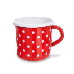 Kubek Emaliowany Czerwony w Grochy do Kawy Herbaty ORION 400 ml