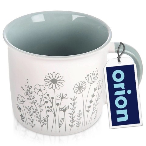 Kubek Porcelanowy 400 ml ORION Kwiaty Biały Solidny do Zmywarki