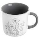 Kubek Porcelanowy 400 ml ORION Kwiaty Biały ze Szarym Wnętrzem do Zmywarki