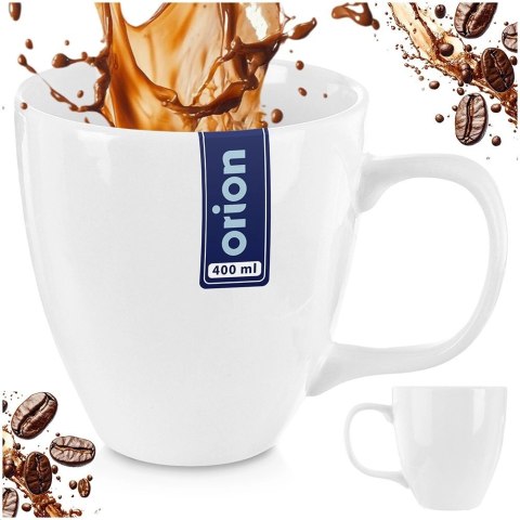 Kubek Porcelanowy 400 ml ORION Mona Biały Wygodny do Zmywarki Mikrofalówki
