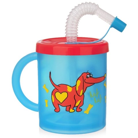 Kubek dla Dziecka ze Słomką Pies 260 ml ORION Pokrywka Wygodny BPA Free