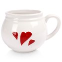 Kubek do Kawy Herbaty Ceramiczny Biały Serce Pojemny Duży ORION 430 ml