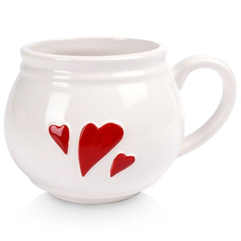 Kubek do Kawy Herbaty Ceramiczny Biały Serce Pojemny Duży ORION 430 ml