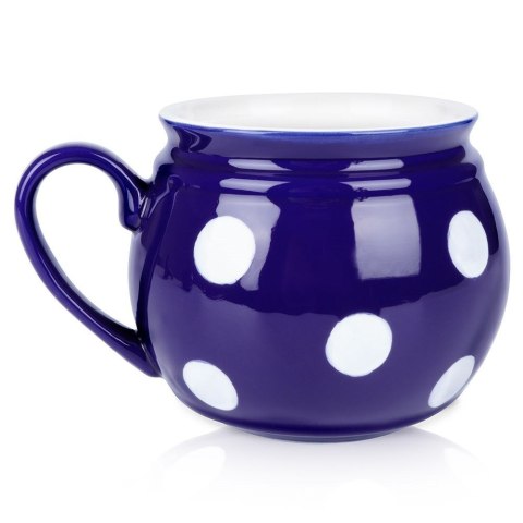 Kubek do Kawy Herbaty Ceramiczny Niebieski w Grochy ORION 850 ml