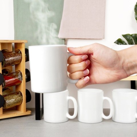 Kubki Szklane 300 ml 6 Szt. ORION Białe Szkło Opalowe do Zmywarki
