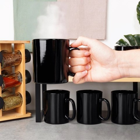 Kubki Szklane 300 ml 6 Szt. ORION Czarne Szkło Opalowe do Zmywarki