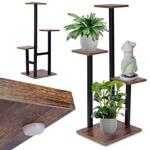 Kwietnik Stojak na Kwiaty 4-Poziomowy Kaskada Metalowy Loft VILDE 84 cm