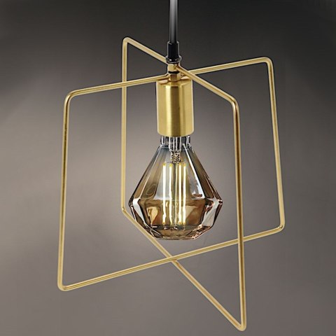 Lampa Wisząca Metalowa Czarna Złota 32 x 29 cm VILDE z Ozdobną Żarówką