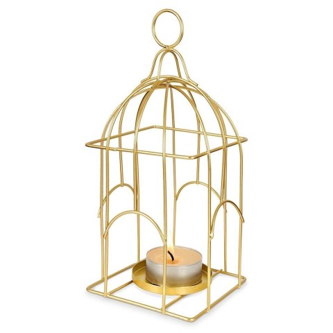 Lampion na Świeczkę Metalowy Złoty 25 cm ORION Klatka na Tealight
