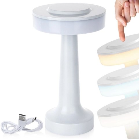 Lampka Stołowa LED Biała Bezprzewodowa 3 Tryby Świecenia VILDE 21x12 cm
