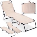 Leżak Ogrodowy Plażowy Rozkładany Regulowany Beżowy REDCLIFFS 187 x 55 cm