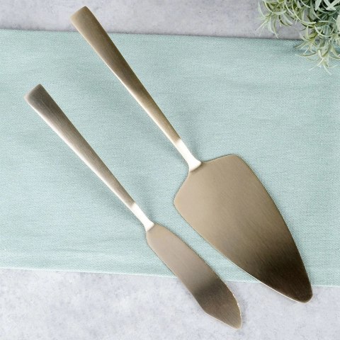 Łopatka i Nóż do Ciasta Stal Nierdzewna Złota 2 Sztuki EXCELLENT HOUSEWARE