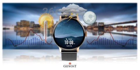 Smartwatch Damski GIEWONT Różowe Złoto Czarny GW330-4
