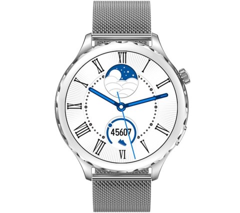 Smartwatch Damski Rubicon RNCF02-1 Srebrno-Srebrny + Czarny Silikonowy
