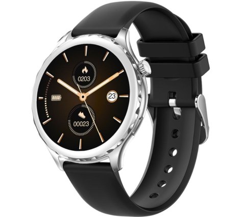 Smartwatch Damski Rubicon RNCF02-1 Srebrno-Srebrny + Czarny Silikonowy