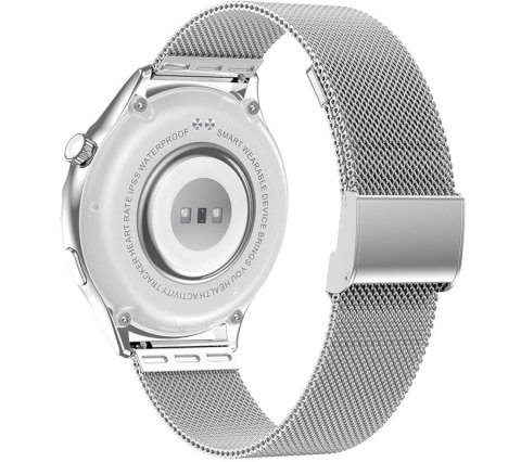 Smartwatch Damski Rubicon RNCF02-1 Srebrno-Srebrny + Czarny Silikonowy