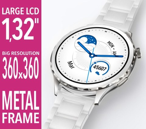 Smartwatch Damski Rubicon RNCF02-1 Srebrno-Srebrny + Czarny Silikonowy