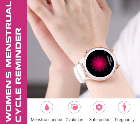 Smartwatch Damski Rubicon RNCF02-1 Srebrno-Srebrny + Czarny Silikonowy