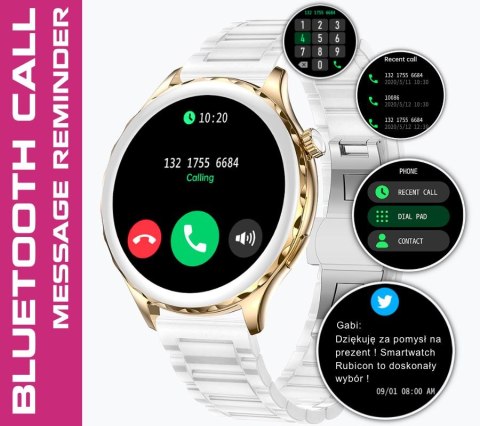 Smartwatch Damski Rubicon RNCF02-1 Srebrno-Srebrny + Czarny Silikonowy