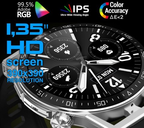 Smartwatch Rubicon RNCE88-1 Czarny- Czarny Pasek Silikonowy + Czarny