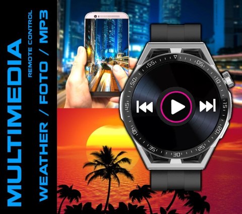 Smartwatch Rubicon RNCE88-1 Czarny- Czarny Pasek Silikonowy + Czarny