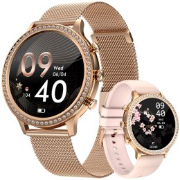 Smartwatch Damski VELTORI VT310-1 Złota Bransoleta + Różowy Pasek