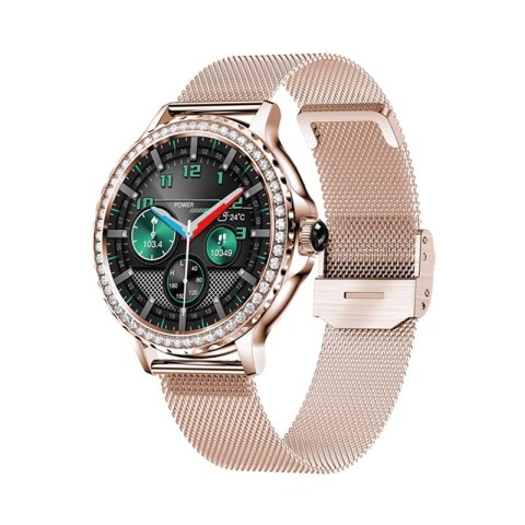 Smartwatch Damski VELTORI VT320-1 Złota Bransoleta + Różowy Pasek